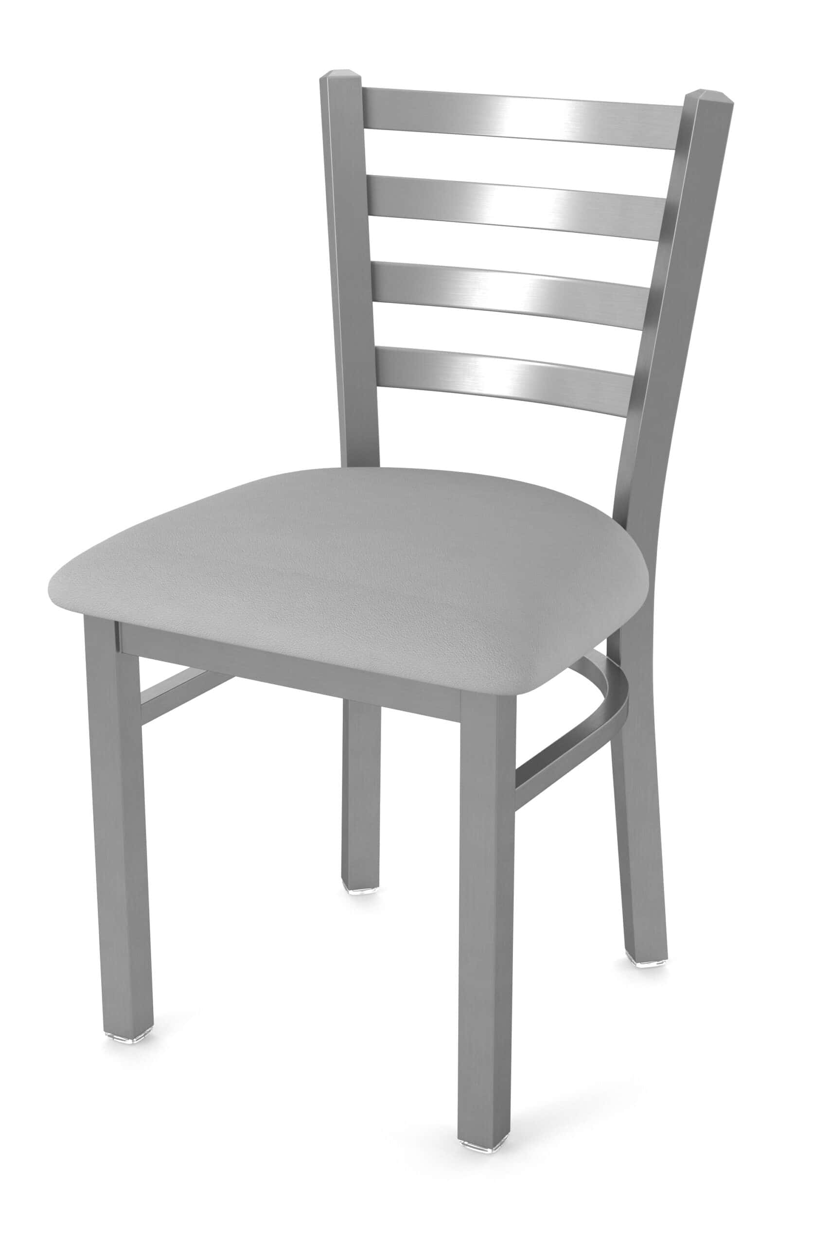 18-Inch Ladder Back Chair with Steel Frame, Stainless Steel Finish, and Canter Folkstone Grey Seat 9 18-Inch Ladder Back Chair with Steel Frame, Stainless Steel Finish, and Canter Folkstone Grey Seat