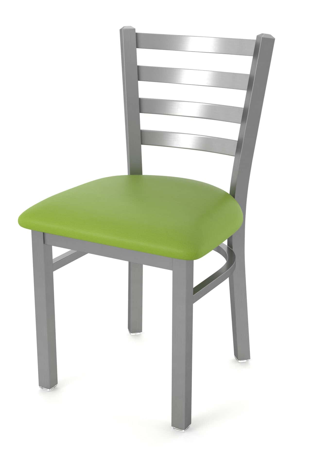 18-Inch Ladder Back Chair with Steel Frame, Stainless Steel Finish, and Canter Kiwi Green Seat 1 18-Inch Ladder Back Chair with Steel Frame, Stainless Steel Finish, and Canter Kiwi Green Seat