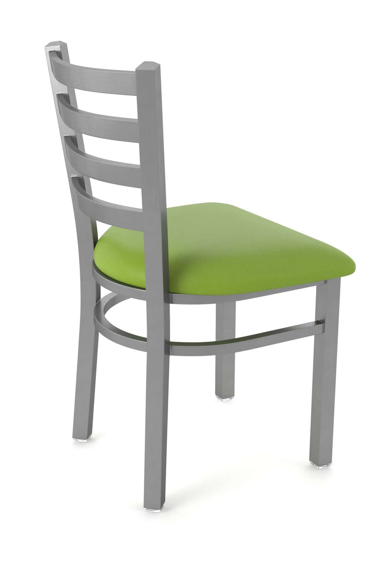 18-Inch Ladder Back Chair with Steel Frame, Stainless Steel Finish, and Canter Kiwi Green Seat 2 18-Inch Ladder Back Chair with Steel Frame, Stainless Steel Finish, and Canter Kiwi Green Seat - Image 2