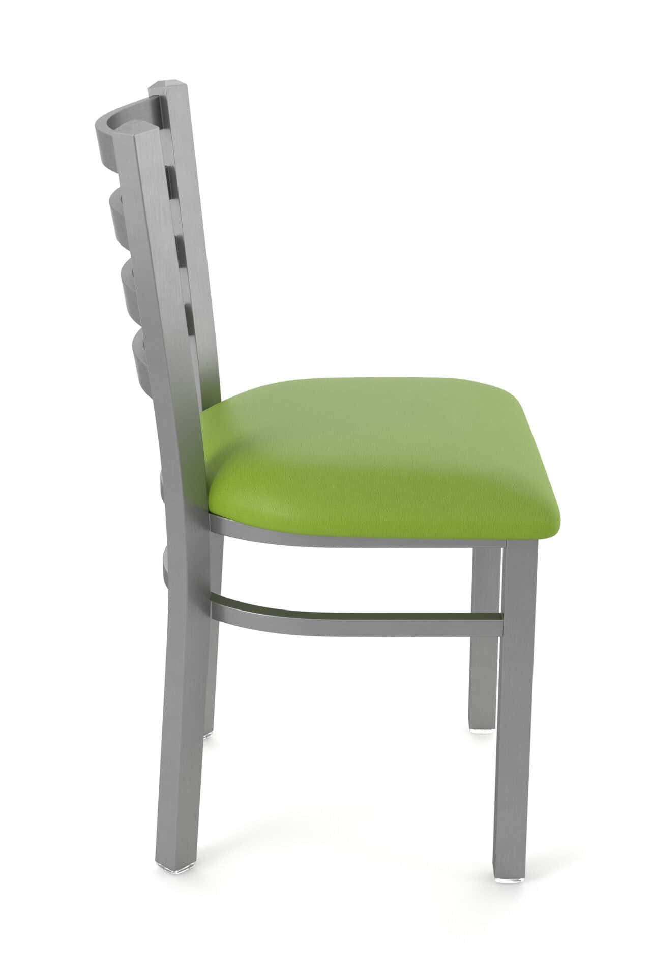 18-Inch Ladder Back Chair with Steel Frame, Stainless Steel Finish, and Canter Kiwi Green Seat 4 18-Inch Ladder Back Chair with Steel Frame, Stainless Steel Finish, and Canter Kiwi Green Seat - Image 4