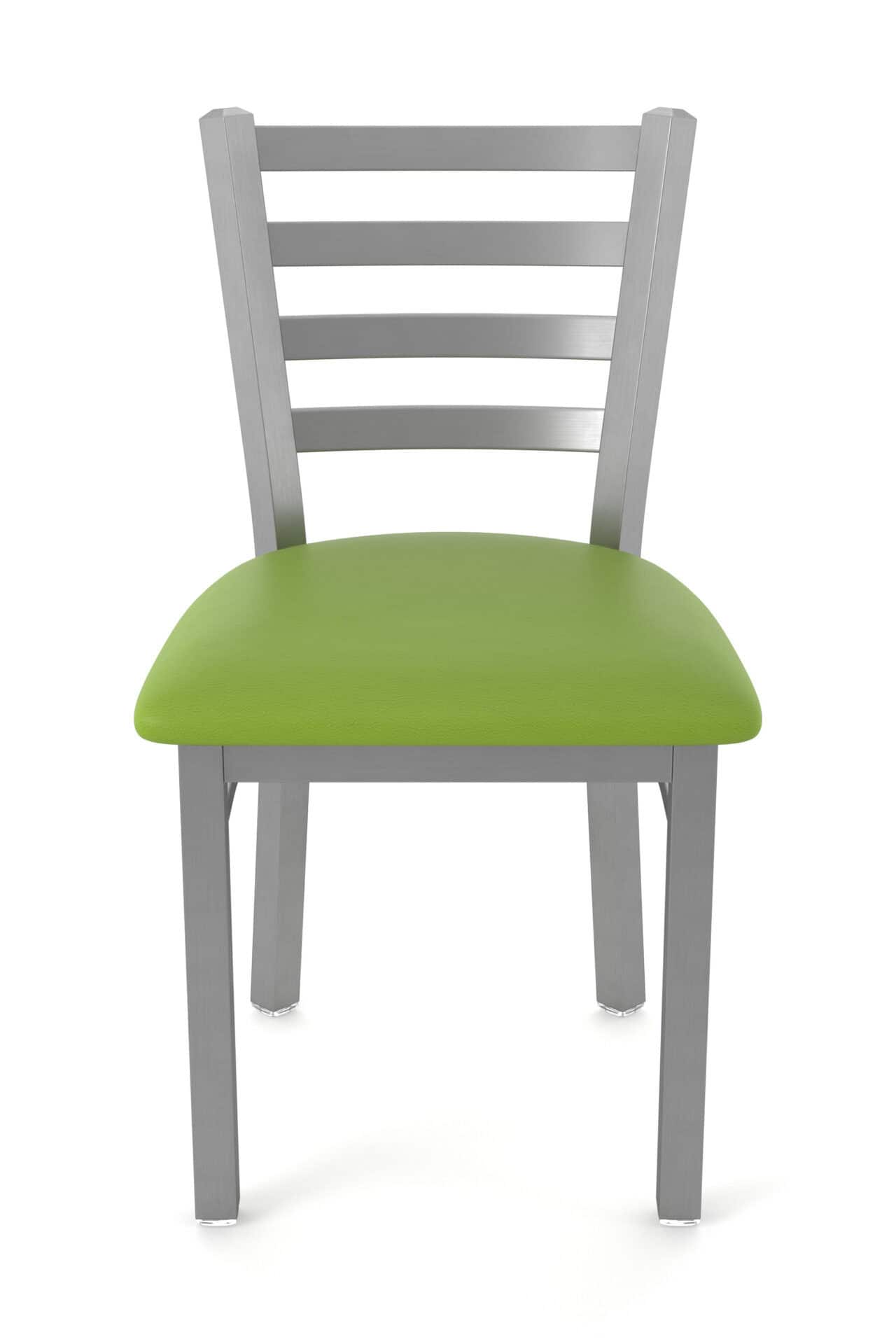 18-Inch Ladder Back Chair with Steel Frame, Stainless Steel Finish, and Canter Kiwi Green Seat 5 18-Inch Ladder Back Chair with Steel Frame, Stainless Steel Finish, and Canter Kiwi Green Seat - Image 5