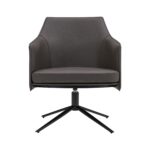 26-Inch Gray And Black Faux Leather Swivel Lounge Chair Modern