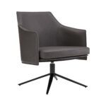 26-Inch Gray And Black Faux Leather Swivel Lounge Chair Modern