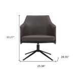 26-Inch Gray And Black Faux Leather Swivel Lounge Chair Modern