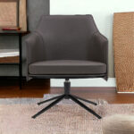 26-Inch Gray And Black Faux Leather Swivel Lounge Chair Modern