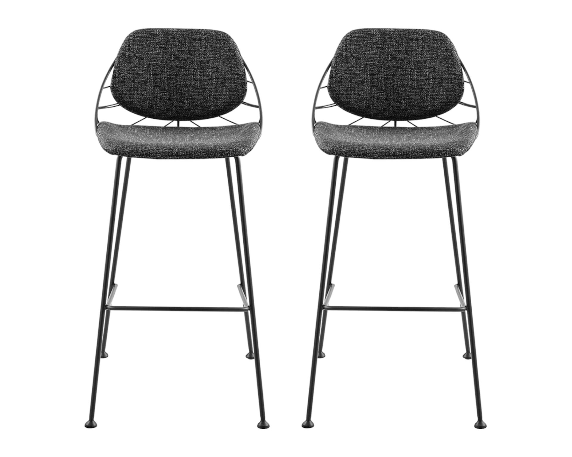 30 Inch Black Steel Low Back Bar Stools with Footrest (Set of 2) 2 30 Inch Black Steel Low Back Bar Stools with Footrest (Set of 2) - Image 2