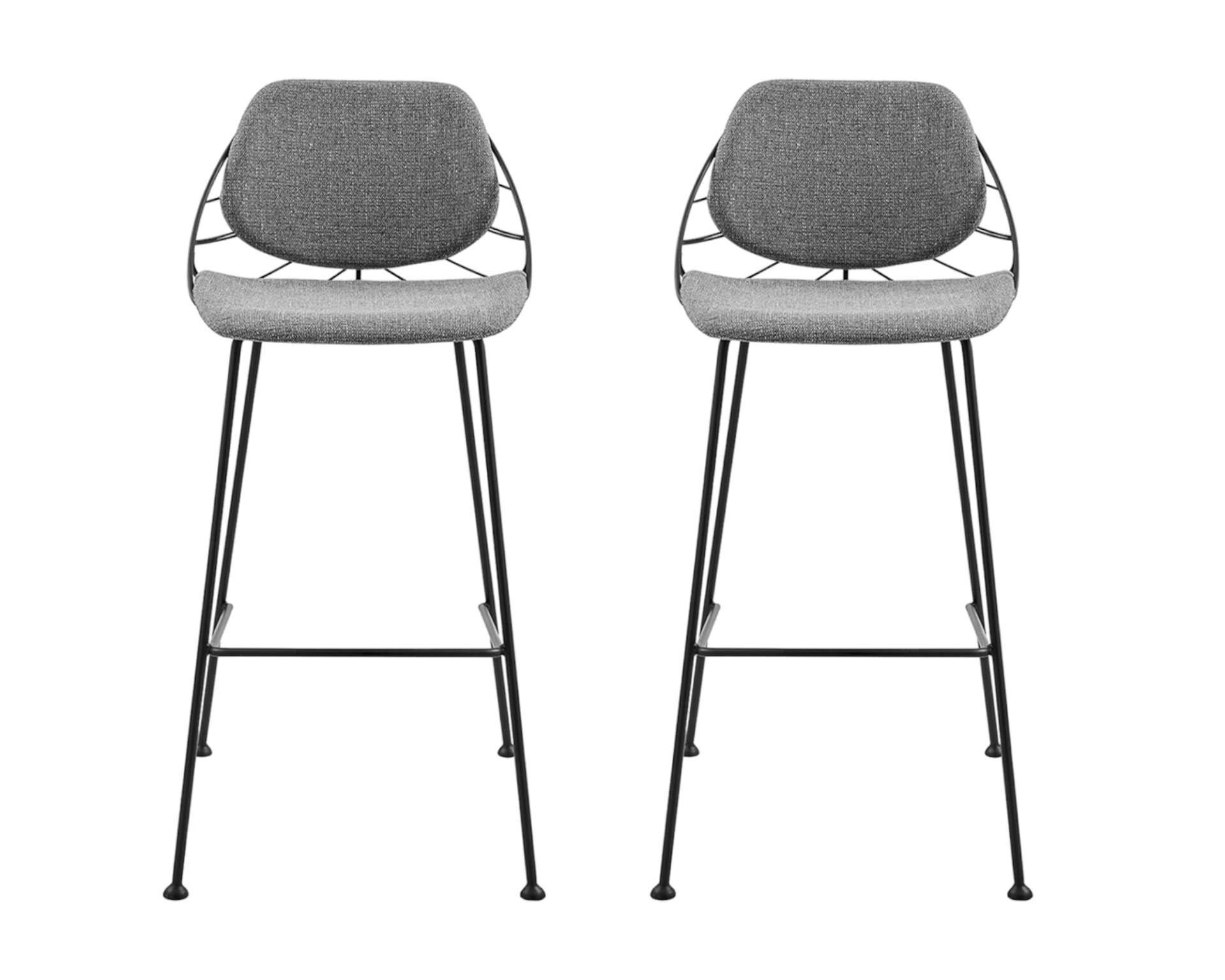 30 Inch Light Gray and Black Bar Stools with Footrest (Set of 2) 2 30 Inch Light Gray and Black Bar Stools with Footrest (Set of 2) - Image 2