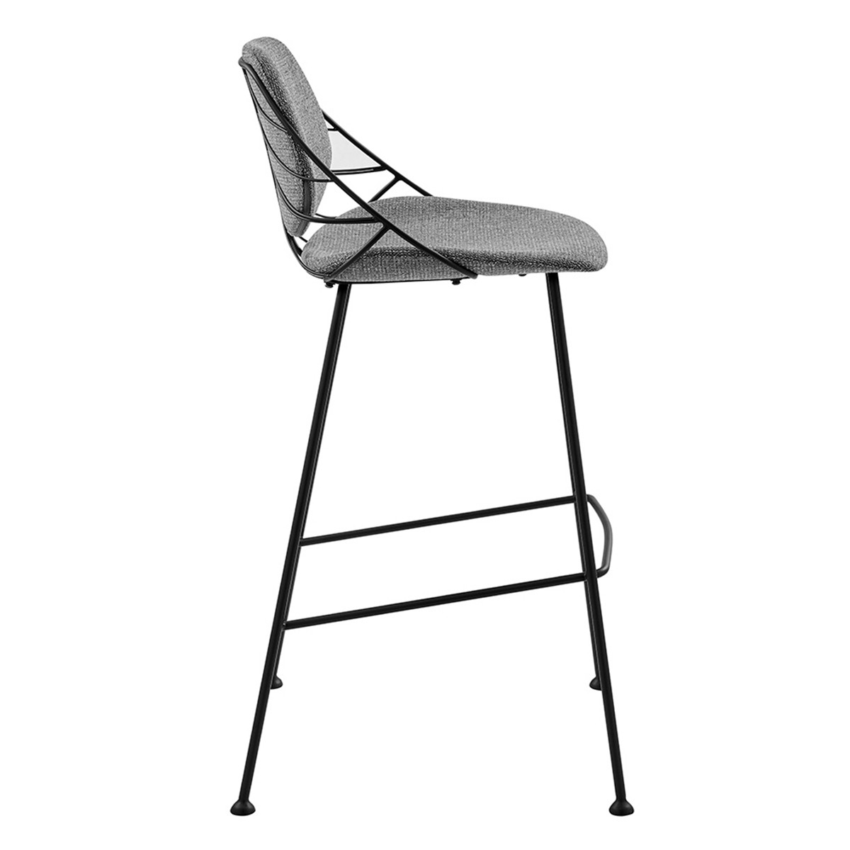 30 Inch Light Gray and Black Bar Stools with Footrest (Set of 2) 5 30 Inch Light Gray and Black Bar Stools with Footrest (Set of 2) - Image 5