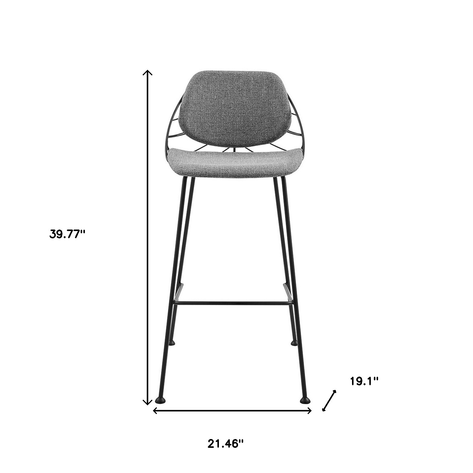 30 Inch Light Gray and Black Bar Stools with Footrest (Set of 2) 8 30 Inch Light Gray and Black Bar Stools with Footrest (Set of 2) - Image 8
