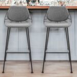 30 Inch Light Gray and Black Bar Stools with Footrest (Set of 2) 10 30 Inch Light Gray and Black Bar Stools with Footrest (Set of 2)