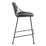 26-Inch Black Steel Low Back Counter Height Bar Stools (Set of 2)