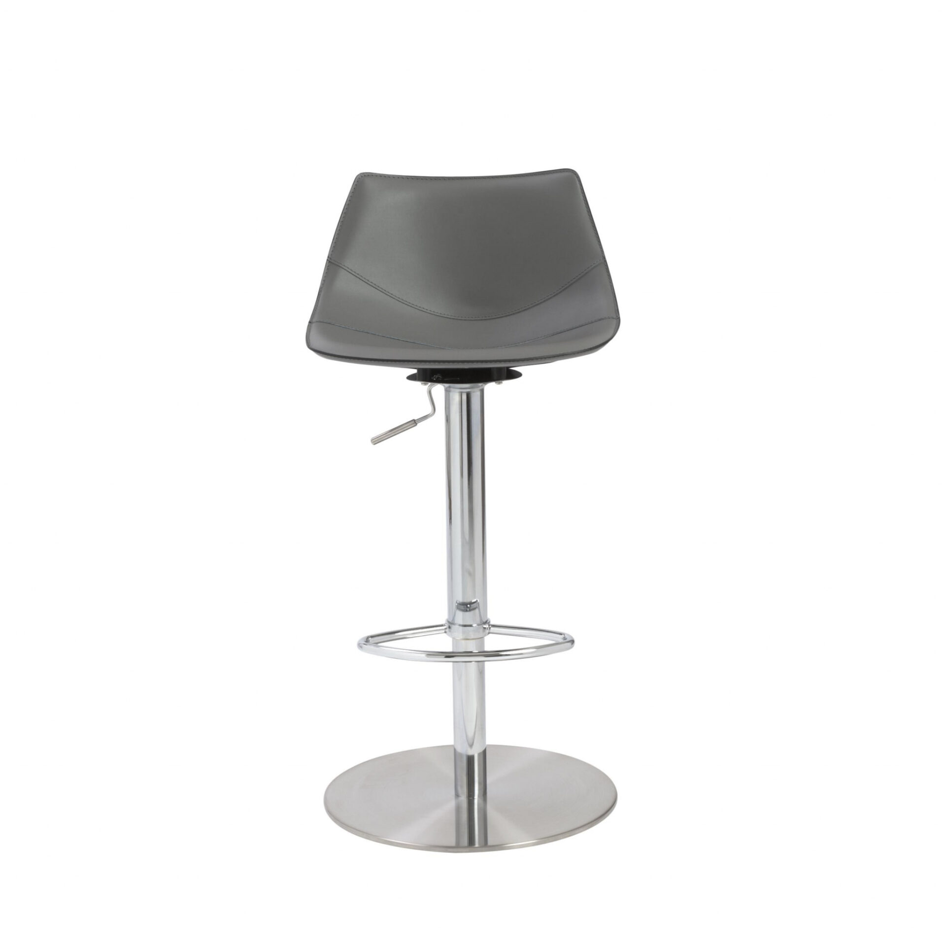 32 Inch Gray Steel Swivel Low Back Bar Stool With Footrest 2 32 Inch Gray Steel Swivel Low Back Bar Stool With Footrest - Image 2