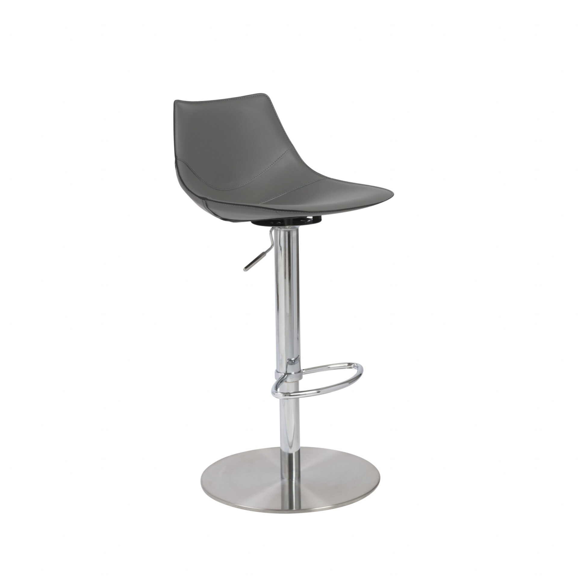 32 Inch Gray Steel Swivel Low Back Bar Stool With Footrest 4 32 Inch Gray Steel Swivel Low Back Bar Stool With Footrest - Image 4