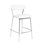 26-Inch White and Silver Steel Low Back Bar Stools (Set of 2)