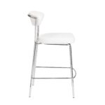 26-Inch White and Silver Steel Low Back Bar Stools (Set of 2)