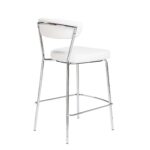 26-Inch White and Silver Steel Low Back Bar Stools (Set of 2)