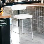 26-Inch White and Silver Steel Low Back Bar Stools (Set of 2)