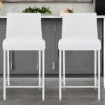 24 Inch White Silver Steel Counter Height Bar Stools (Set of 2) 10 24 Inch White Silver Steel Counter Height Bar Stools (Set of 2)