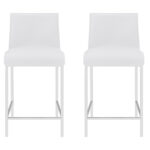 24 Inch White Silver Steel Counter Height Bar Stools (Set of 2) 11 24 Inch White Silver Steel Counter Height Bar Stools (Set of 2)