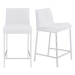 24 Inch White Silver Steel Counter Height Bar Stools (Set of 2) 17 24 Inch White Silver Steel Counter Height Bar Stools (Set of 2)