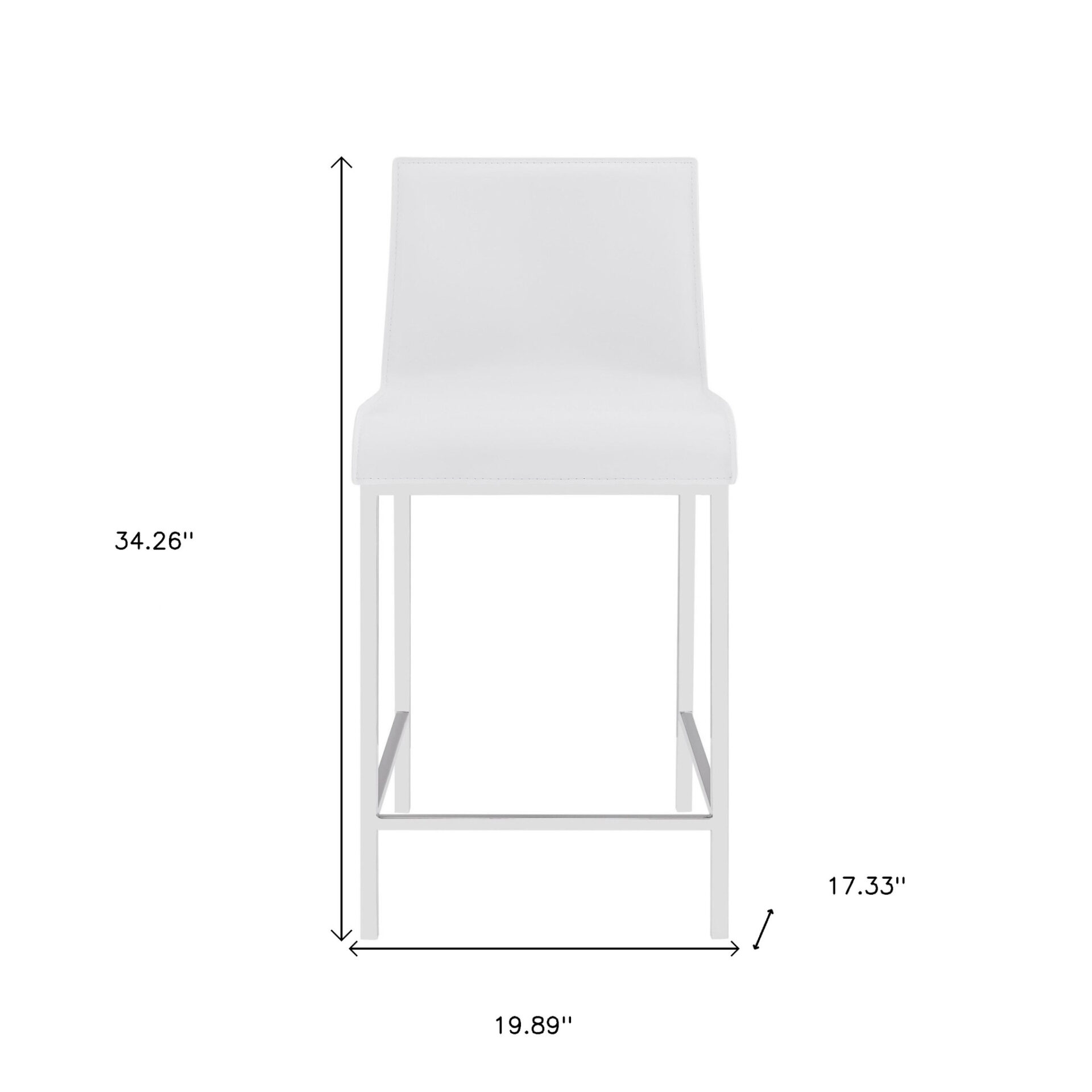 24 Inch White Silver Steel Counter Height Bar Stools (Set of 2) 9 24 Inch White Silver Steel Counter Height Bar Stools (Set of 2) - Image 9