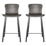 26-Inch Gray and Black Steel Low Back Bar Stools (Set of 2)
