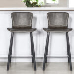 26-Inch Gray and Black Steel Low Back Bar Stools (Set of 2)