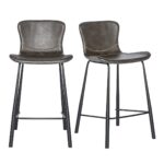 26-Inch Gray and Black Steel Low Back Bar Stools (Set of 2)