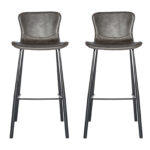 30 Inch Gray and Black Steel Bar Stools with Footrest (Set of 2) 11 30 Inch Gray and Black Steel Bar Stools with Footrest (Set of 2)