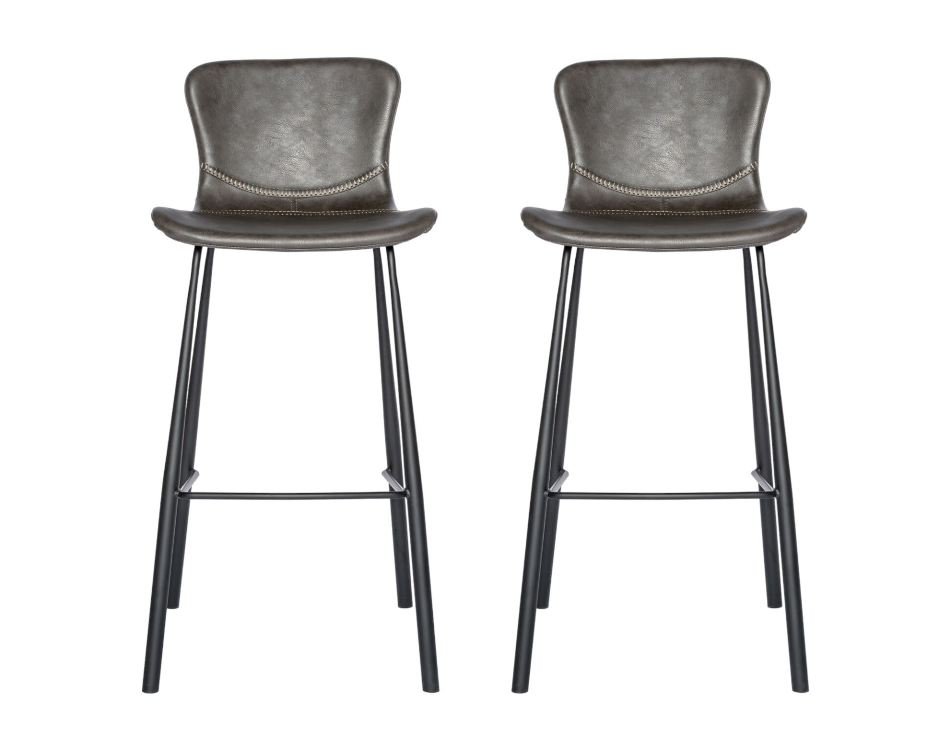 30 Inch Gray and Black Steel Bar Stools with Footrest (Set of 2) 2 30 Inch Gray and Black Steel Bar Stools with Footrest (Set of 2) - Image 2