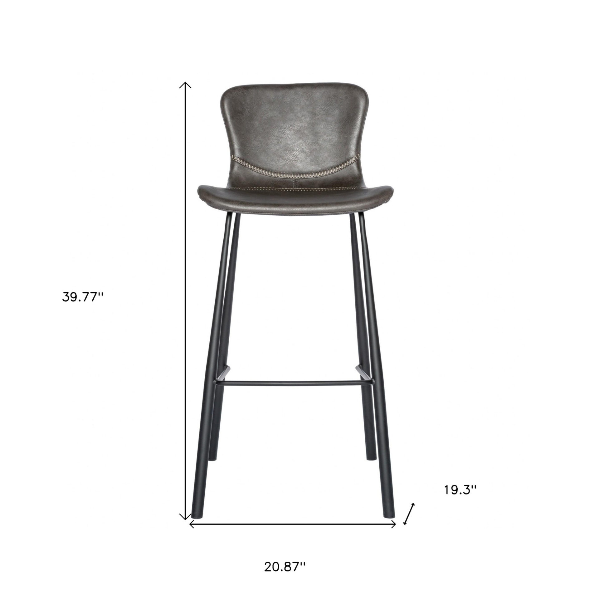 30 Inch Gray and Black Steel Bar Stools with Footrest (Set of 2) 9 30 Inch Gray and Black Steel Bar Stools with Footrest (Set of 2) - Image 9