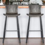 30 Inch Gray and Black Steel Bar Stools with Footrest (Set of 2) 10 30 Inch Gray and Black Steel Bar Stools with Footrest (Set of 2)