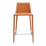 26-Inch Terra Cotta Faux Leather Steel Low Back Bar Stool