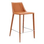 26-Inch Terra Cotta Faux Leather Steel Low Back Bar Stool