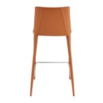 26-Inch Terra Cotta Faux Leather Steel Low Back Bar Stool