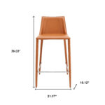 26-Inch Terra Cotta Faux Leather Steel Low Back Bar Stool