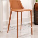 26-Inch Terra Cotta Faux Leather Steel Low Back Bar Stool