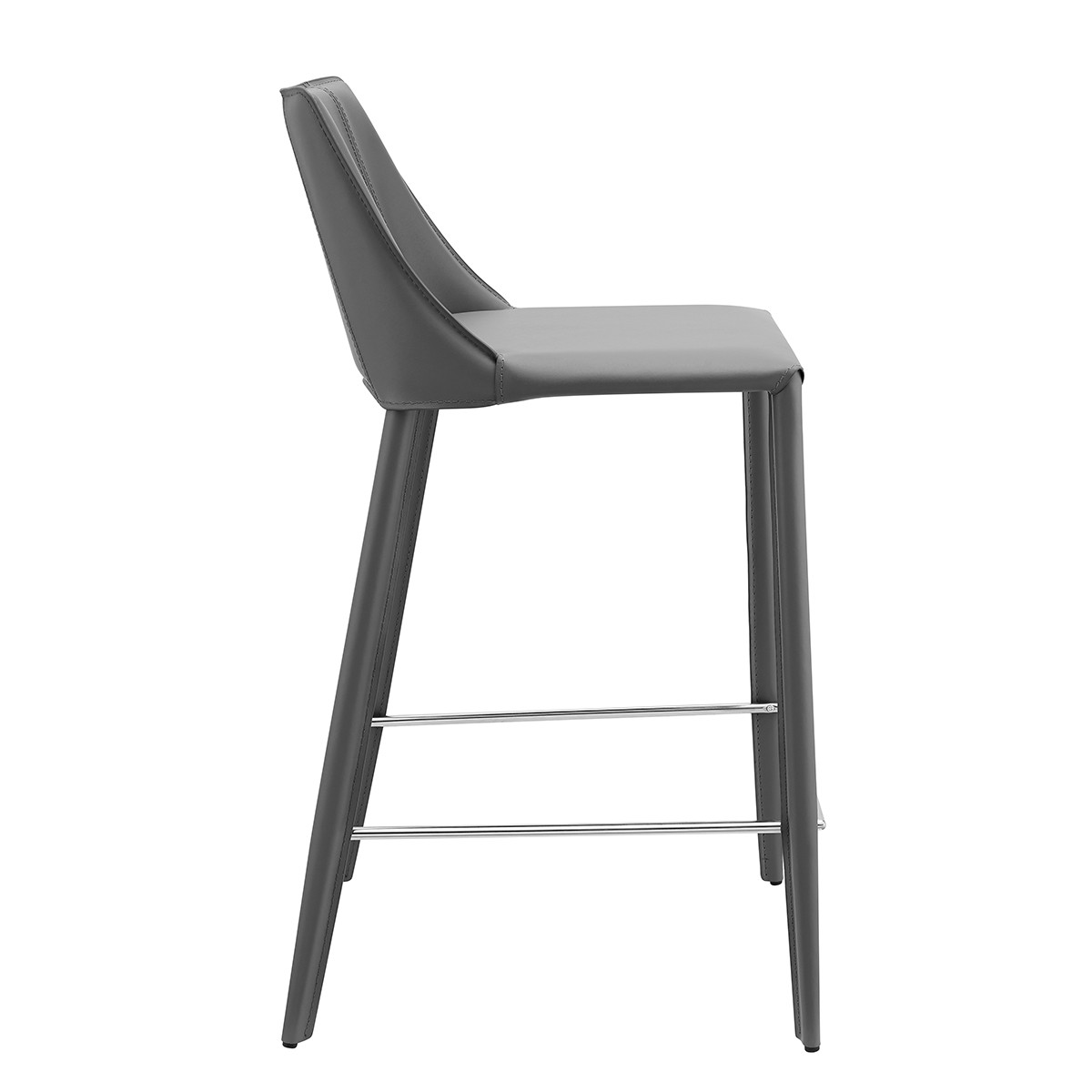 26 Inch Gray Steel Low Back Bar Stool with Footrest 4 26 Inch Gray Steel Low Back Bar Stool with Footrest - Image 4