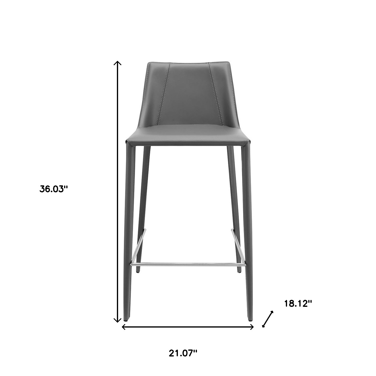 26 Inch Gray Steel Low Back Bar Stool with Footrest 9 26 Inch Gray Steel Low Back Bar Stool with Footrest - Image 9