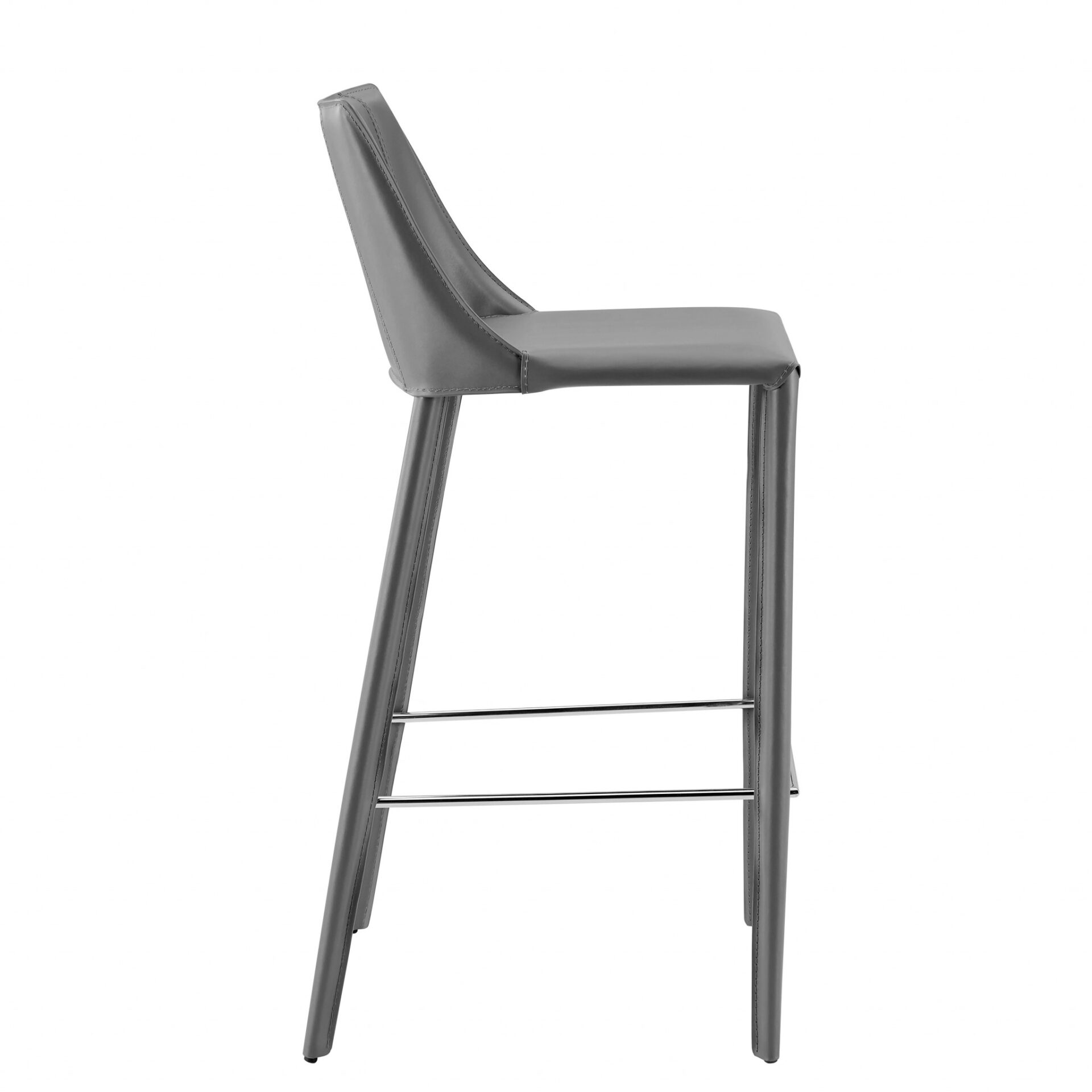 30-Inch Gray Steel Low Back Bar Stool With Footrest 4 30-Inch Gray Steel Low Back Bar Stool With Footrest - Image 4