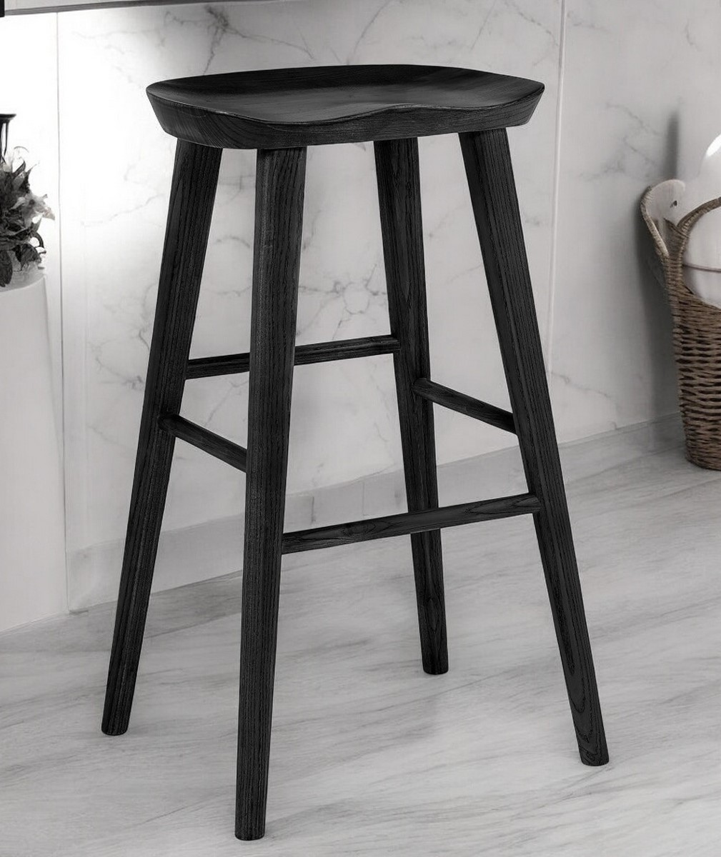 29 Inch Black Backless Bar Stool with Footrest 2 29 Inch Black Backless Bar Stool with Footrest - Image 2