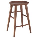25-Inch Brown Backless Counter Height Bar Stool With Footrest