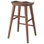 25-Inch Brown Backless Counter Height Bar Stool With Footrest