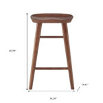 25-Inch Brown Backless Counter Height Bar Stool With Footrest