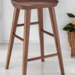 25-Inch Brown Backless Counter Height Bar Stool With Footrest