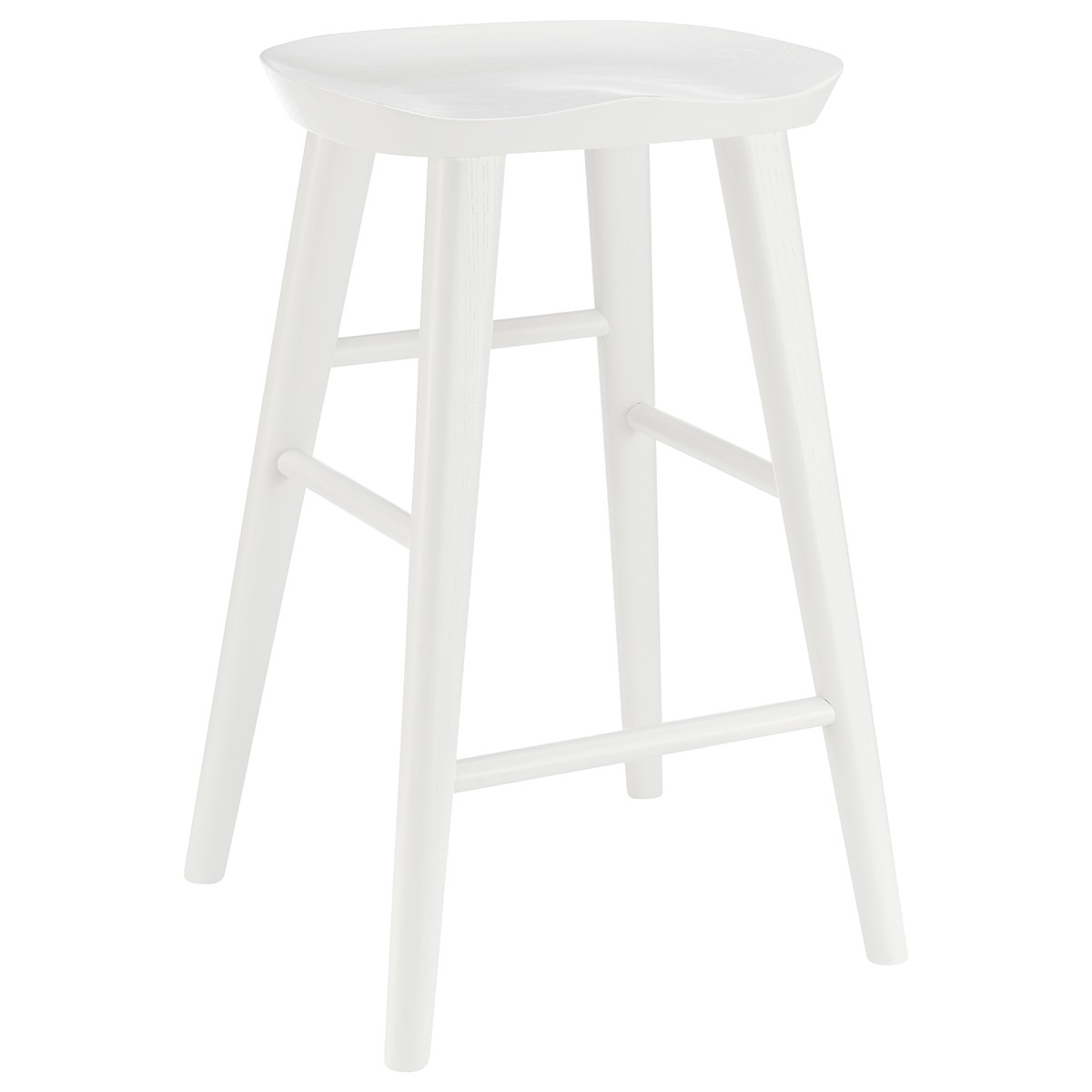 25-Inch White Solid Wood Backless Counter Height Bar Stool 5 25-Inch White Solid Wood Backless Counter Height Bar Stool - Image 5