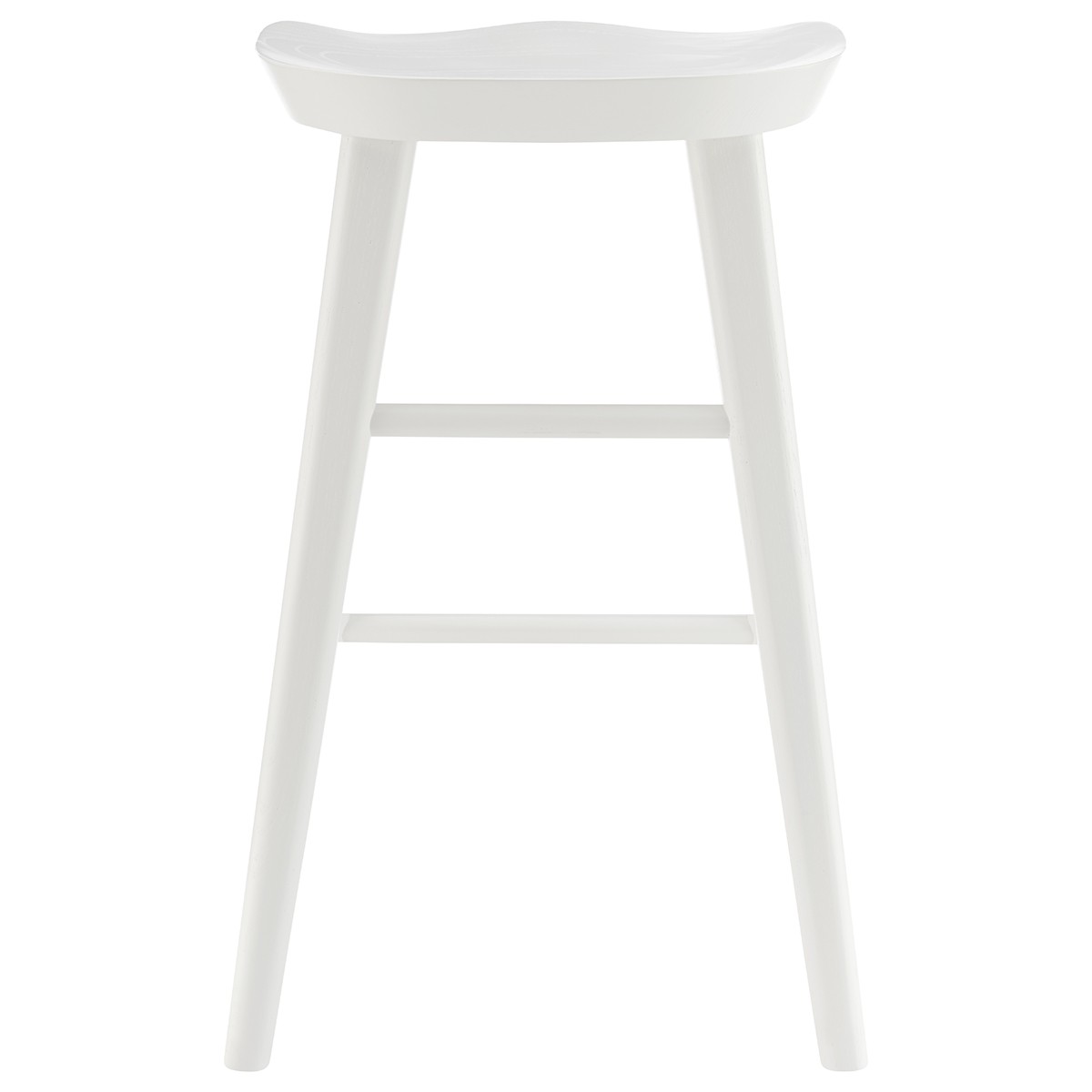 25-Inch White Solid Wood Backless Counter Height Bar Stool 4 25-Inch White Solid Wood Backless Counter Height Bar Stool - Image 4