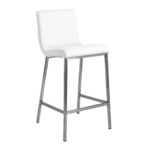 26 Inch White and Silver Steel Low Back Bar Stools (Set of 2)