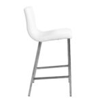 26 Inch White and Silver Steel Low Back Bar Stools (Set of 2)