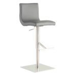 32-Inch Gray and Silver Steel Swivel Bar Stool with Footrest